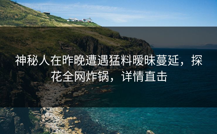 神秘人在昨晚遭遇猛料暧昧蔓延，探花全网炸锅，详情直击