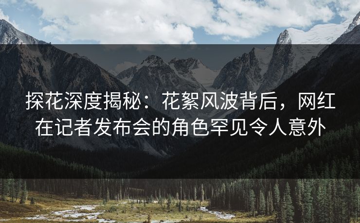 探花深度揭秘:花絮风波背后,网红在记者发布会的角色罕见令人意外 探花深度揭秘:花絮风波背后,网红在记者发布会的角色罕见令人意外