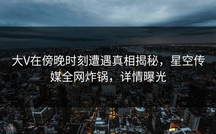 大V在傍晚时刻遭遇真相揭秘,星空传媒全网炸锅,详情曝光