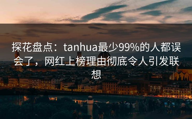 探花盘点:tanhua最少99%的人都误会了,网红上榜理由彻底令人引发联想