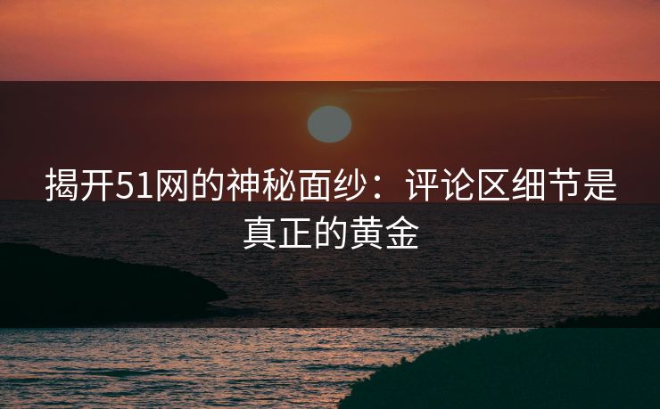 揭开51网的神秘面纱：评论区细节是真正的黄金